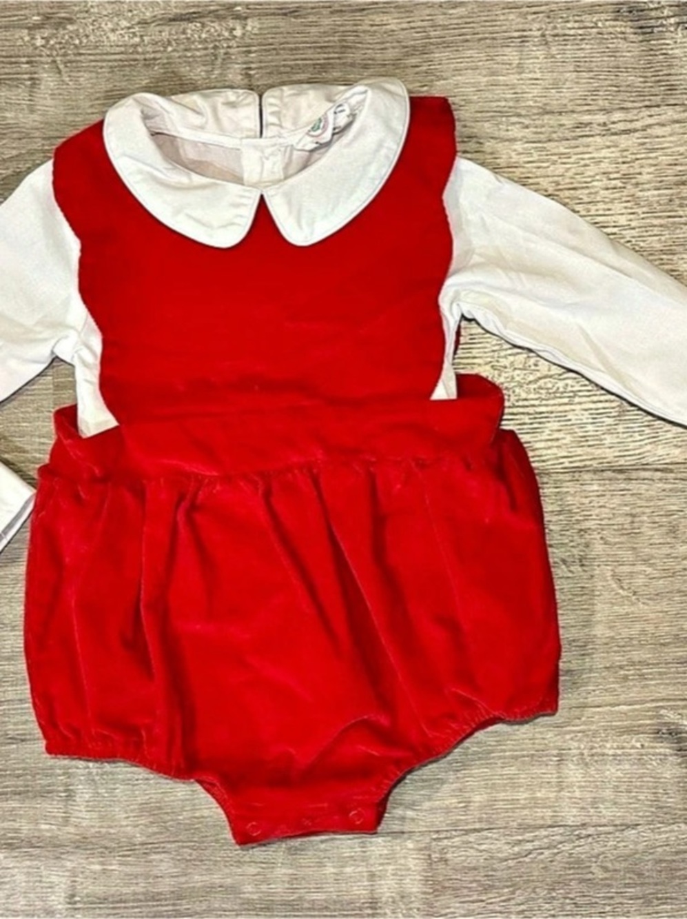 Southern Smocked Company Red & White Collared Romper Girls 3T Like New